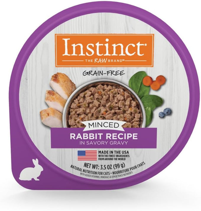 Instinct Original Minced Natural Wet Cat Food, Grain Free Rabbit, 3.5 oz Cups, Pack of 12, Made in USA
