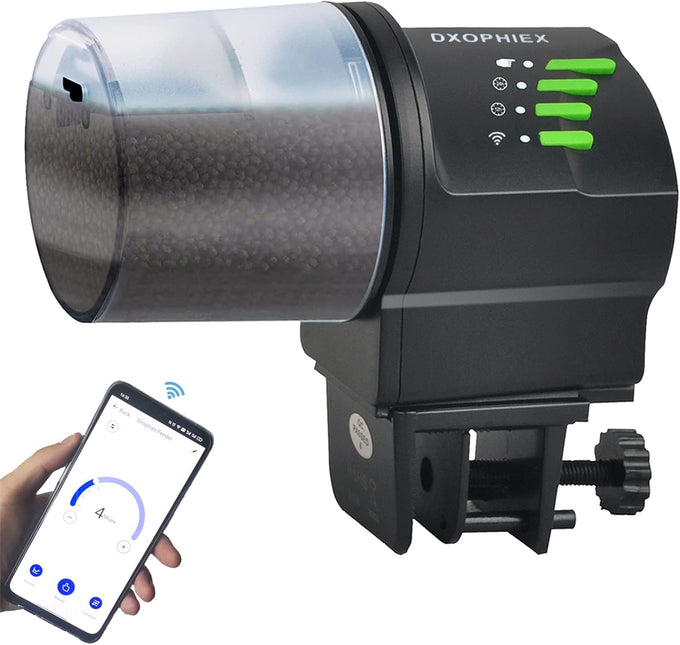 dxophiex wifi fish feeder automatic fish feeder for aquarium and turtle tank with feeding ring