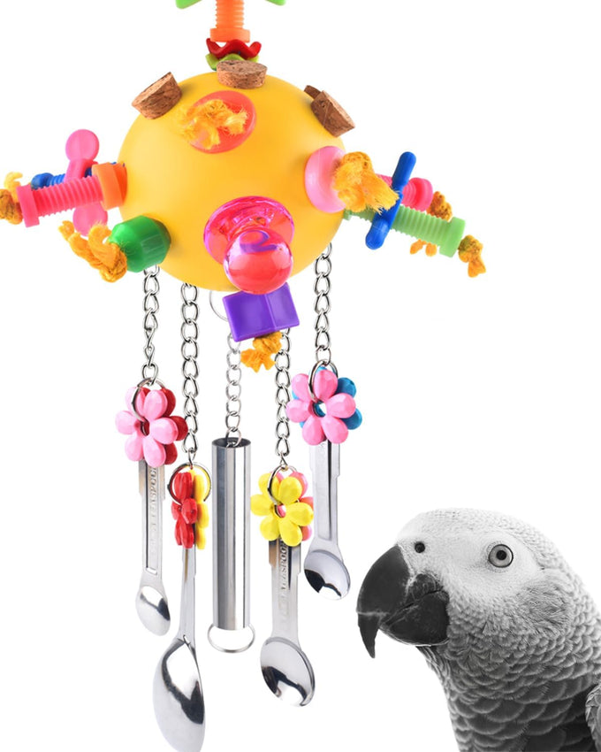 KATUMO colorful acrylic stick toys parrot pull spoons bird chew toys for Amazon and African Grey parrots