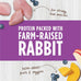 Farm-raised rabbit freeze-dried cat food topper, 6 oz bag, grain-free, non-GMO, top rated for picky eaters