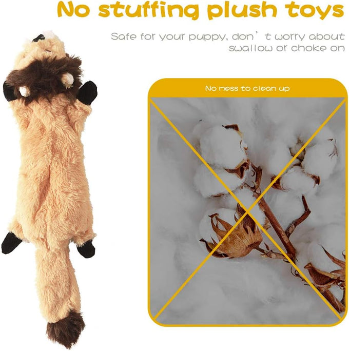 Non-toxic plush dog squeak toys, no stuffing, 5-pack woodland animals for small to large breeds