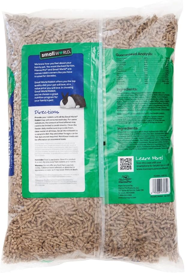 Small World Rabbit Complete Feed Pellets, Fortified with Essential Vitamins & Minerals, 10 lb Resealable Bag
