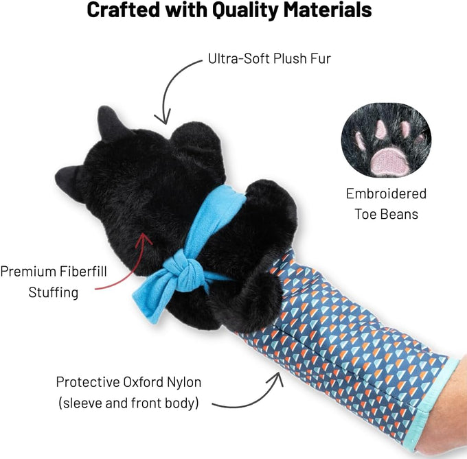 Cat Sumo Wrestler Puppet, Interactive Hand Mitt with Durable Protective Sleeve and Catnip for Safe Play