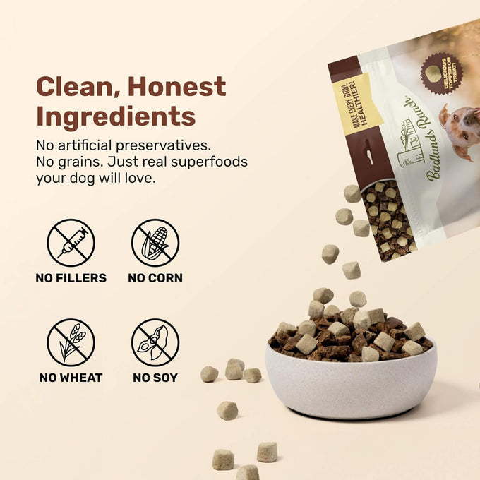 Badlands Ranch Freeze-Dried Duck & Kale Dog Treats, High Protein, No Artificial Additives, 8oz Bag