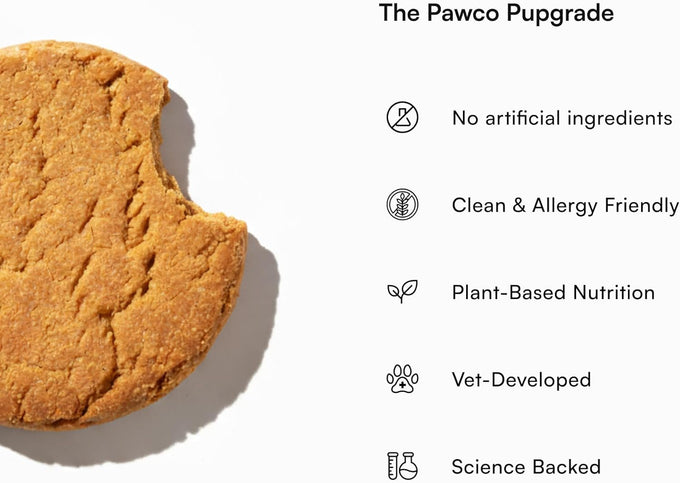 Pawco Heart Support Dog Treats, Crunchy Cookies with Peanut Butter, Apple & Taurine for Healthy Rewards, 8.8oz