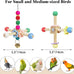 2pcs natural wood parrot toys with bells for small and medium birds, parakeet, cockatiel, conure, lovebird, budgie, quaker