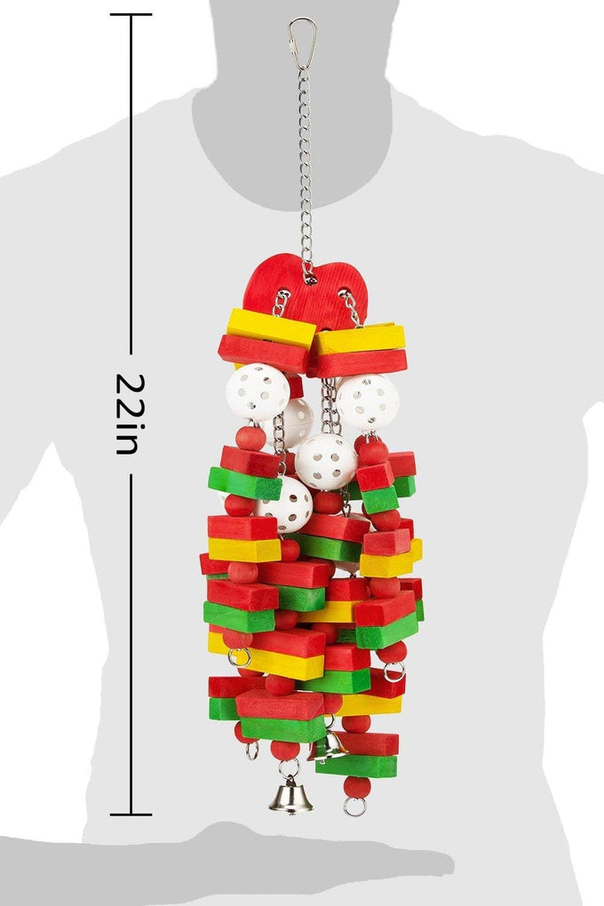 Mewtogo Large Bird Chewing Toy for Macaws, African Greys, and Amazon Parrots - 22inch Chain Toy