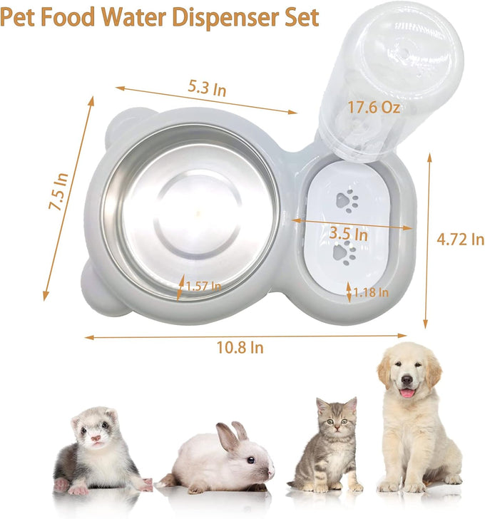tfwadmx pet double dishes rabbit food water dispenser set with cute stainless steel bowl for kitten puppy bunny