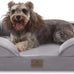 Bedfolks Orthopedic Dog Sofa Bed for Small Dogs, Waterproof Egg Foam Couch with Removable Washable Cover, Light Grey, 24"x18"x6"