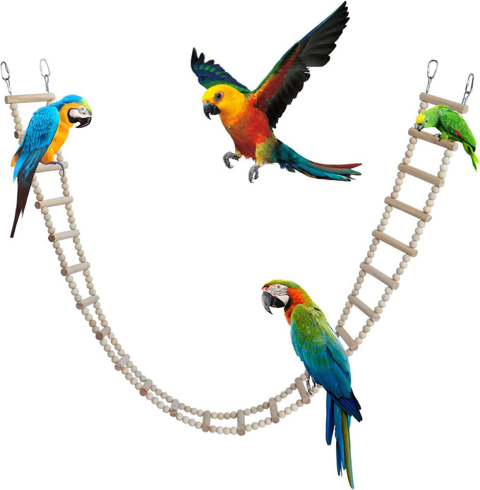 wooden bird hamster climbing swing toys cage accessories parrots hamsters parakeets cockatiels 20 steps