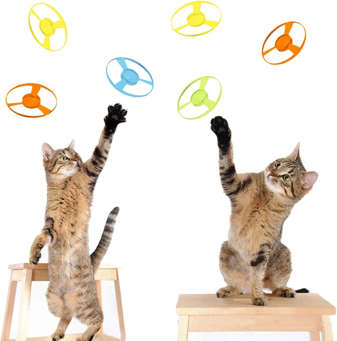 cat fetch toys with colorful flying propellers for kitten training and play