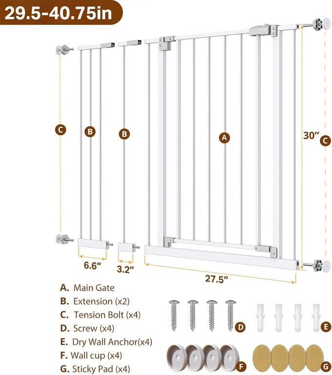 InnoTruth 29.5–40.75" baby gate with dual lock, 30" tall dog gates for doorways & hallways