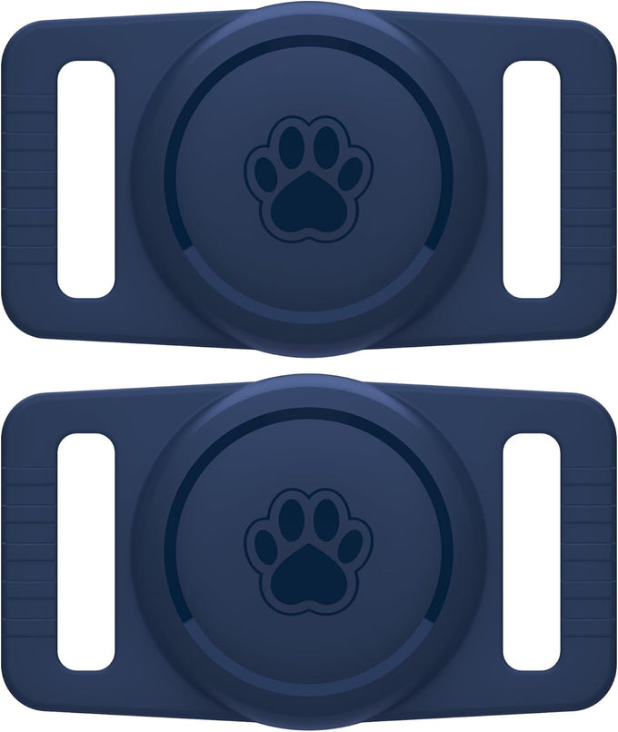 GOCII waterproof dog collar holder 2-pack for Apple AirTag Gen 1 & 2, black silicone case