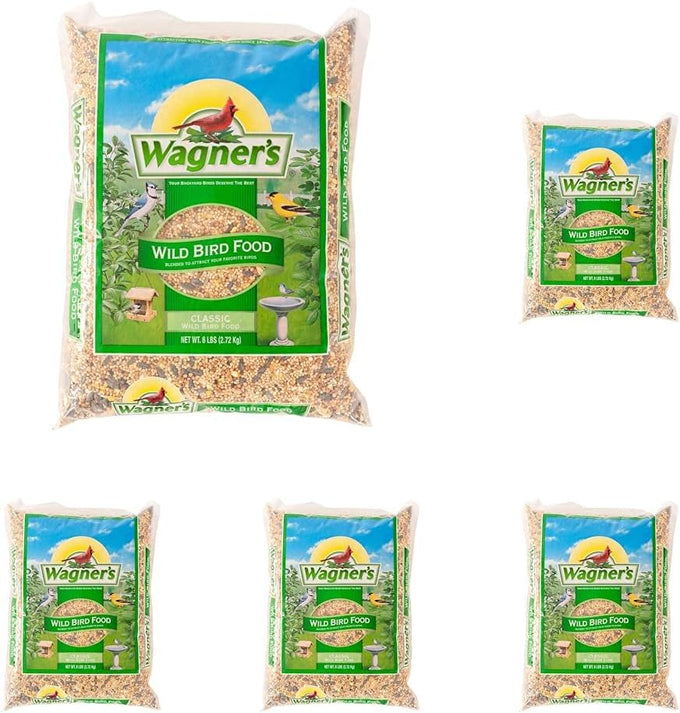 Wagner's 6-pound classic blend wild bird food bag, Millet, sunflower, and cracked corn for backyard birds