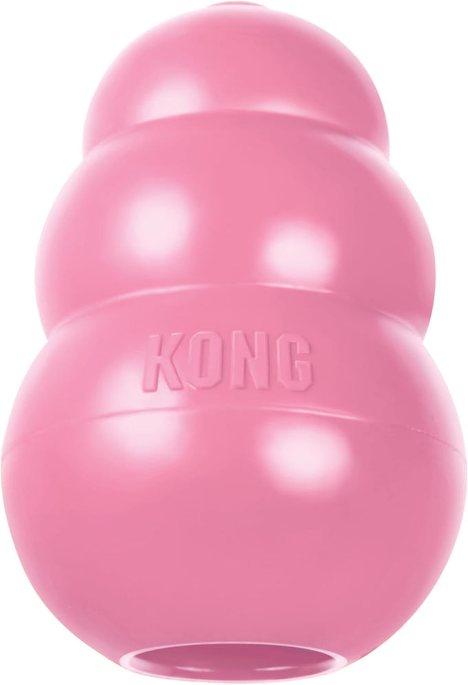 Kong puppy toy natural teething rubber for medium puppies fun to chew and fetch pink