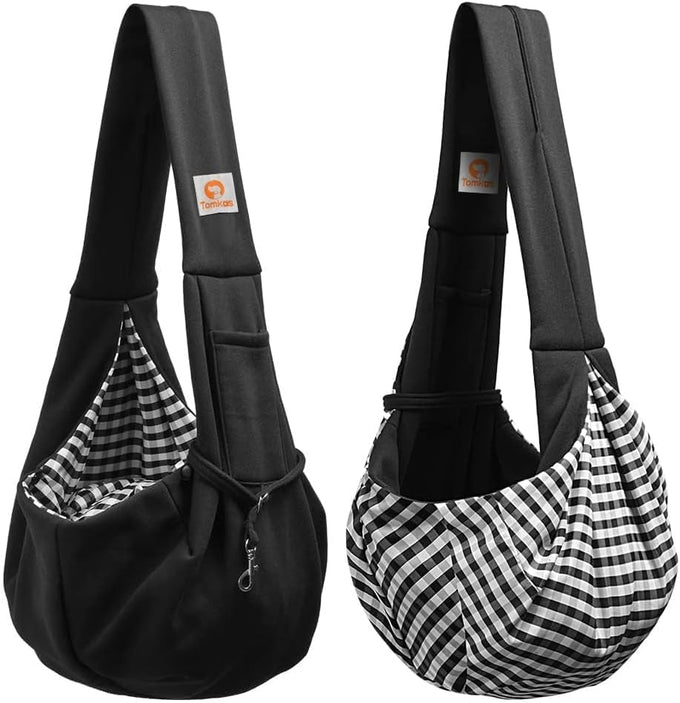 Classic Tomkas Small Dog Sling Carrier for 3-10 lbs Pets - Black - Classic Pocket Strap Wrap