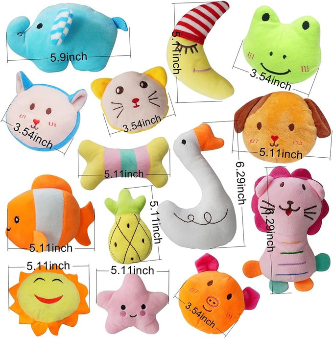 27-pack assorted squeaky plush dog toys for small dogs with cute designs