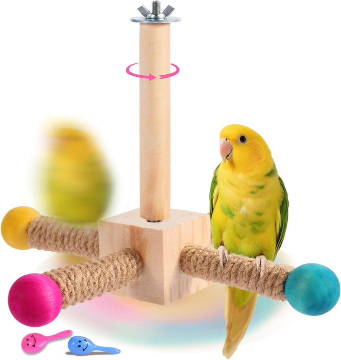 kyouki bird perch toy parakeets toy colorful sisal rope spinning stand medium size