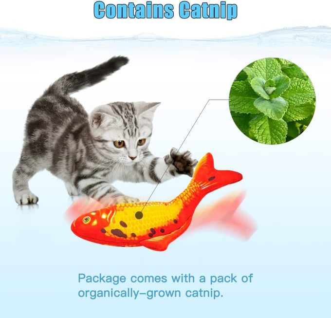 TOOGE 2 Pack 9 inch Floppy Fish Cat Toys with SilverVine and Catnip for Interactive Play