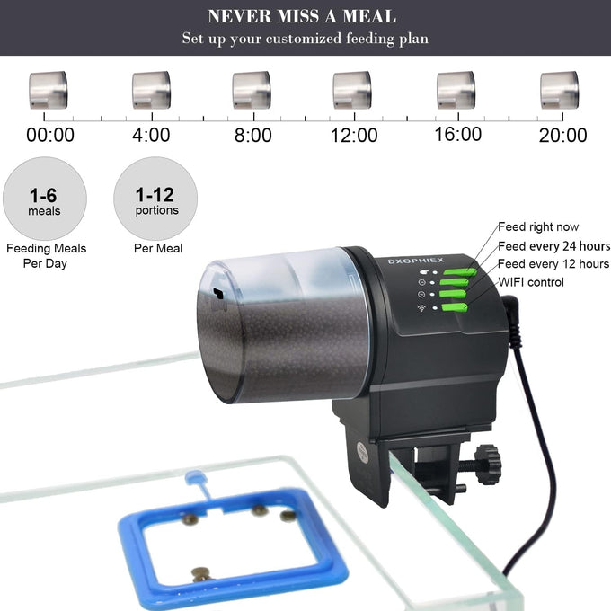 dxophiex wifi fish feeder automatic fish feeder for aquarium and turtle tank with feeding ring