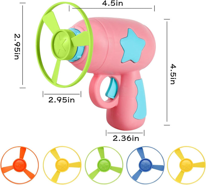 Andiker Cat Fetch Toy, blue, interactive kitten flying disc launcher with 5 colorful propellers for training and chasing