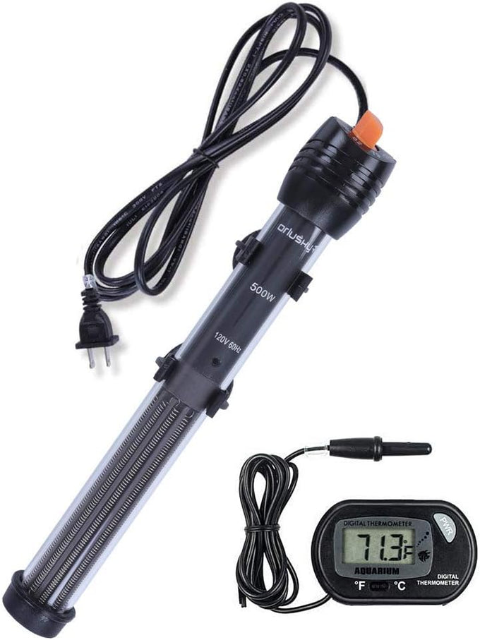 Orlushy 50w Submersible Aquarium Heater Adjustable Fish Tank Heater With Free Thermometer