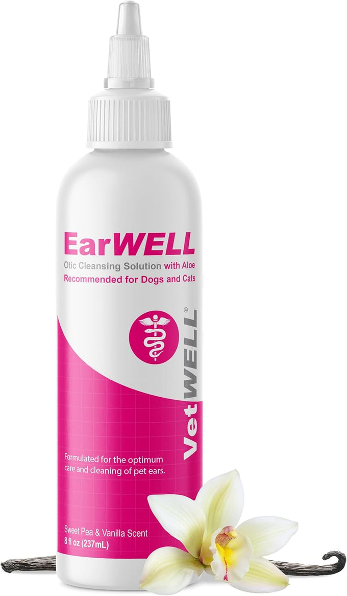 VetWELL cucumber melon ear cleaner for dogs and cats 8 oz otic rinse for infections and odor control