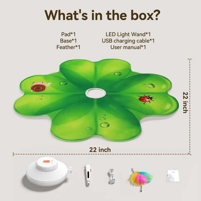Feelnedy rechargeable cat toy with movable LED dot and feathers for indoor cat exercise and boredom prevention