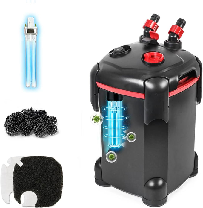 Pondforse canister filter,  external aquarium filter with ultra-quiet circulation and media for fish tanks and aquariums