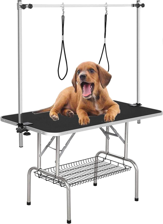 36 inch foldable dog grooming table with adjustable arm blue maximum capacity 330lbs