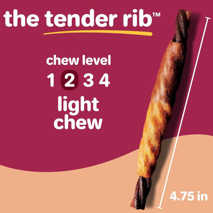 Hartz Oinkies tender ribs with real chicken and duck, peanut butter flavored dog treats, 22 count, rawhide-free, highly digestible