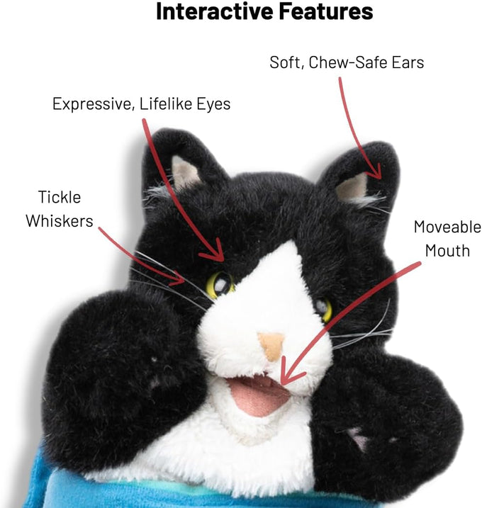 Cat Sumo Wrestler Puppet, Interactive Hand Mitt with Durable Protective Sleeve and Catnip for Safe Play