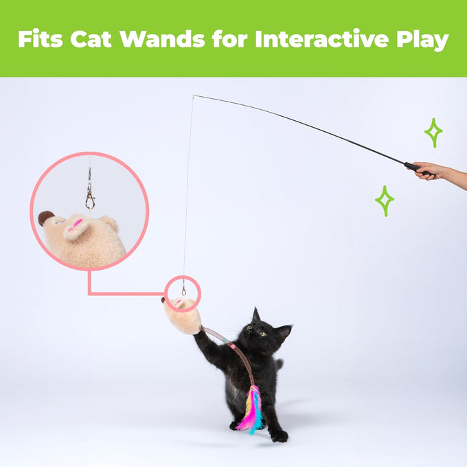 Best Pet Supplies Catify Interactive Cat Toys Set with North American Catnip and Squeaky Mice - Beige and Gray