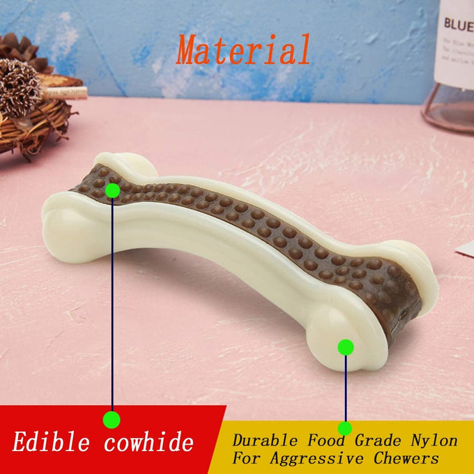 Nylon dog chew toys, 2 pack, beef flavor, indestructible, teething, bone shape, large, medium, small puppies