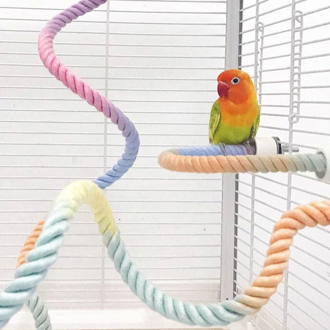 3PCS Bird Perch Gradient Ropes for Parrot Cages Climbing Ropes, Soft Cotton Material Double Swing Toy