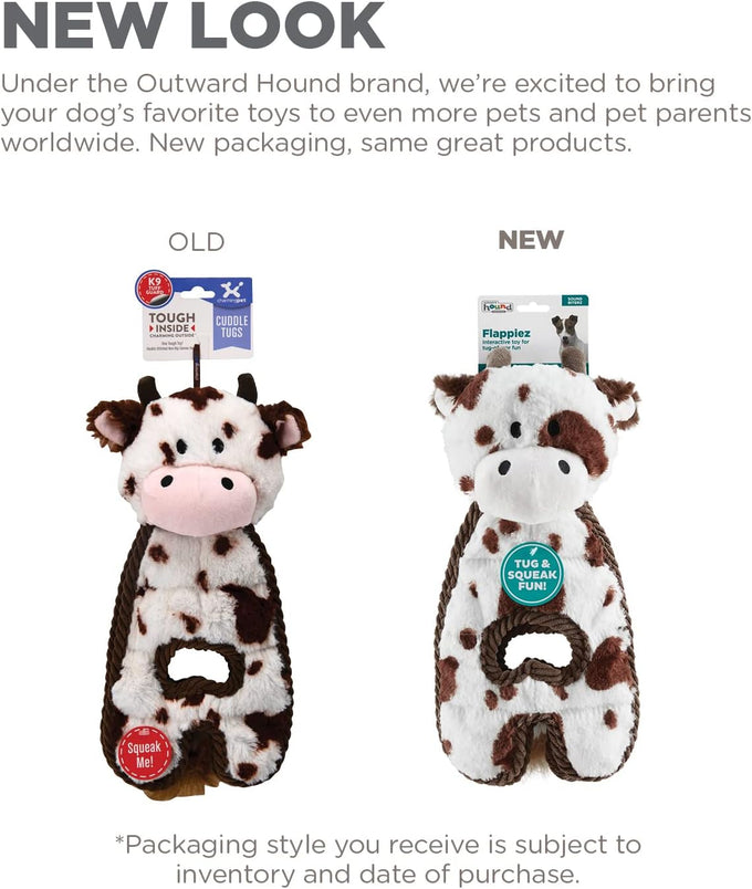 outward hound charming pet cuddle tugs cow plush squeaky dog toy 26 inches durable