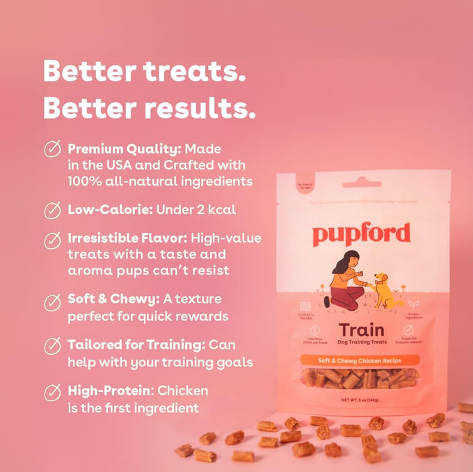 Pupford soft & chewy chicken training treats for dogs & puppies, 5oz, low-calorie, made in usa
