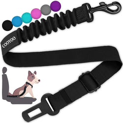 cooyoo dog seat belt, heavy-duty nylon, retractable, adjustable, black, 24-31 inches