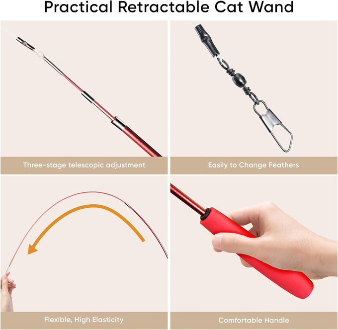 cat toys for indoor cats, 13 pack interactive cat wand toy set with feather toys and teasers for exercise and playtime