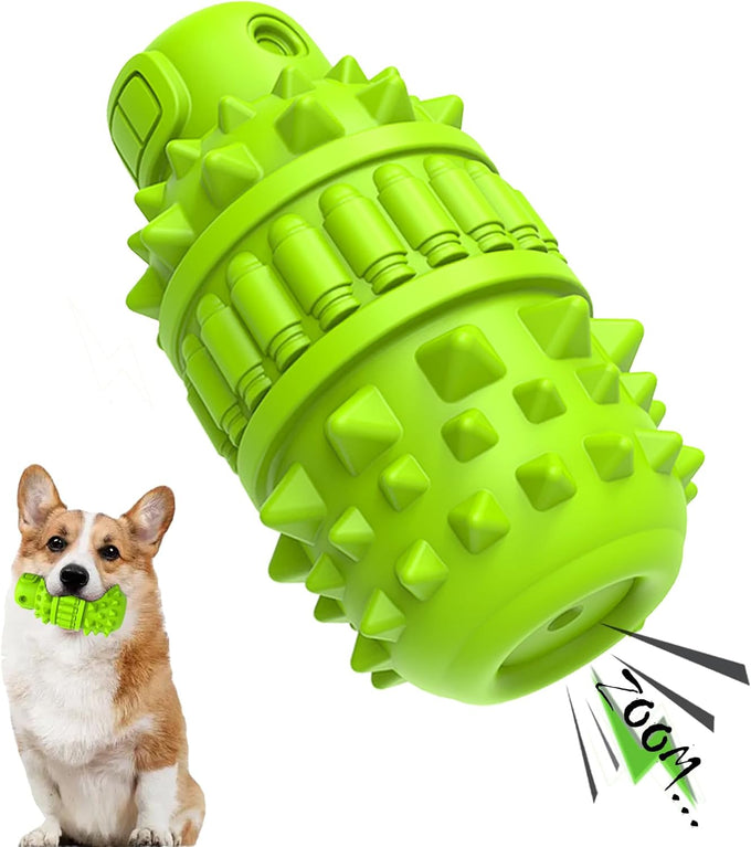 Piffzedo Green Large Natural Rubber Dog Squeaky Toy for Aggressive Chewers