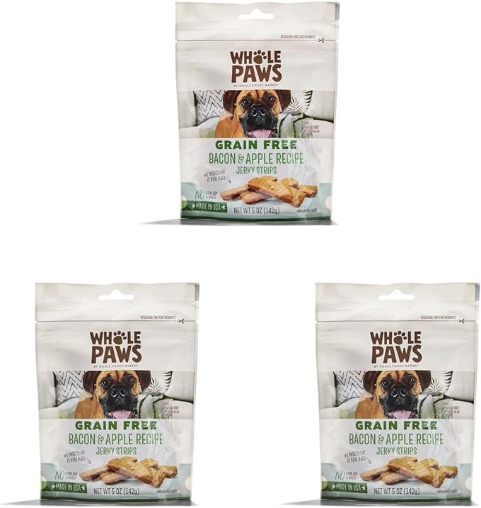 Whole Paws Grain-Free Jerky Dog Treats Roasted Duck Recipe 5 Ounce Made in USA