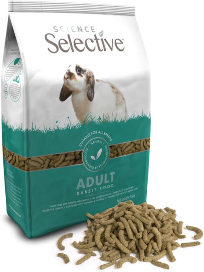 Supreme Petfoods Science Selective Adult Rabbit Food 1.5kg Hay-Free Formula Suitable for Rabbits