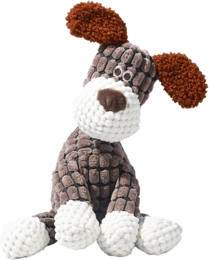 Brown Durable Dog Stuffed Toy for Aggressive Chewers, Interactive Squeaky Teething Toy for Small Medium Large Dogs Puppy