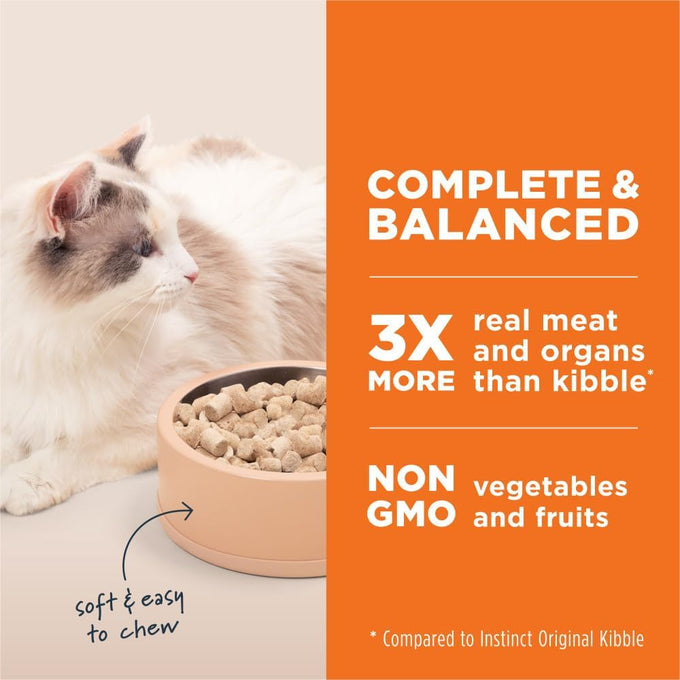 Instinct raw freeze-dried chicken cat food 9.5 oz bag, made in usa with 93% meat and non-gmo fruits