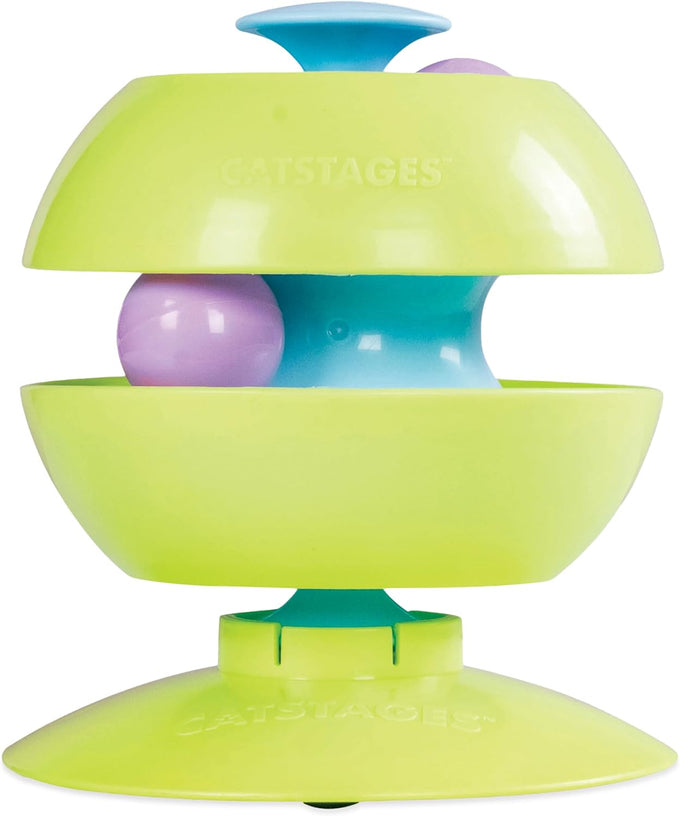 Catstages 3-level track tower with 6 balls, interactive cat toy for indoor enrichment and stimulation