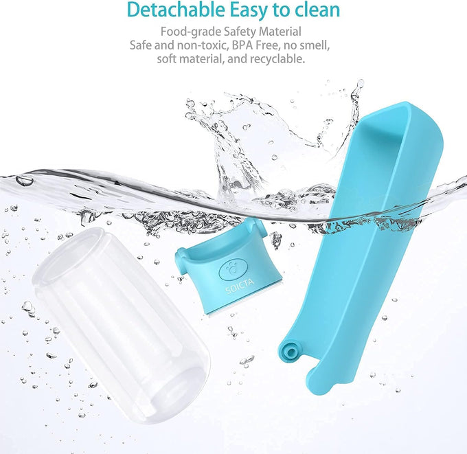 Soicta 19oz foldable portable dog water bottle, 12oz pet water dispenser for puppy, medium, large dogs and small animals