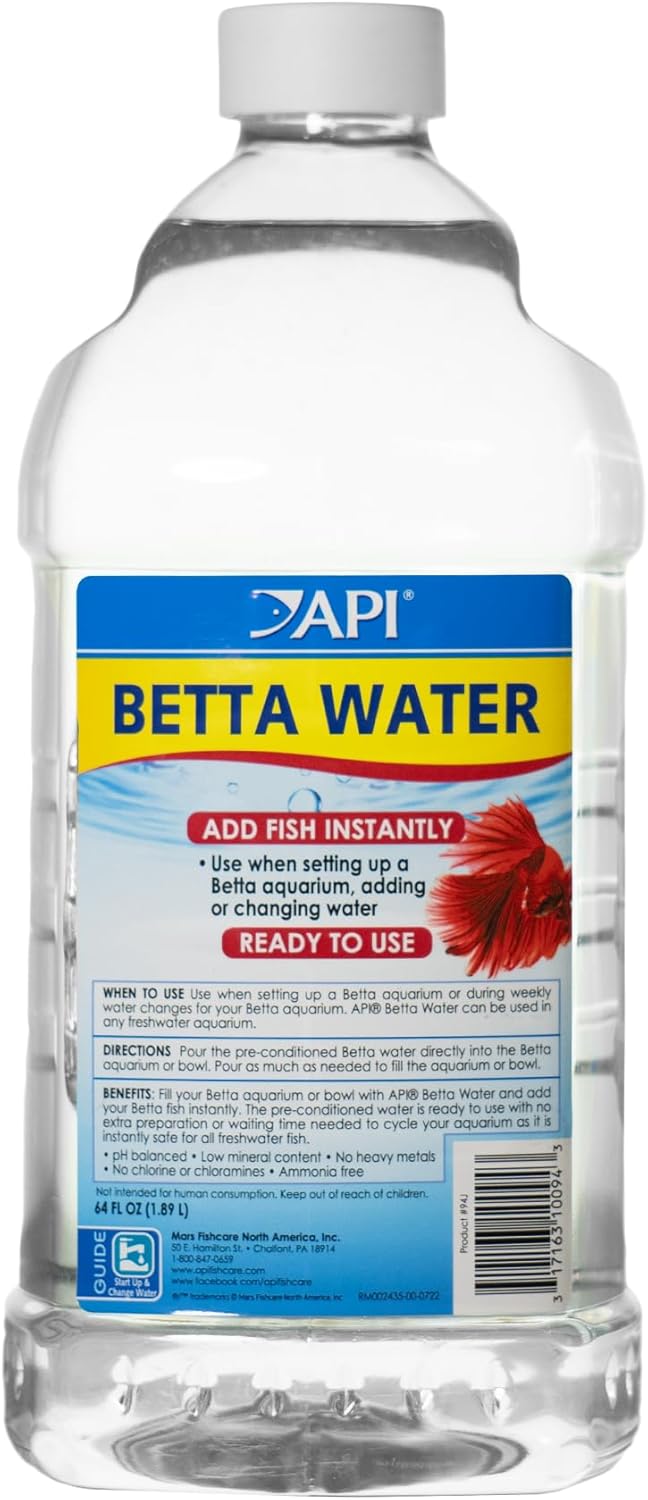 API Betta Water, 64-Ounce, Pre-Conditioned for Betta Fish Freshwater Aquariums, No Additional Treatment Needed