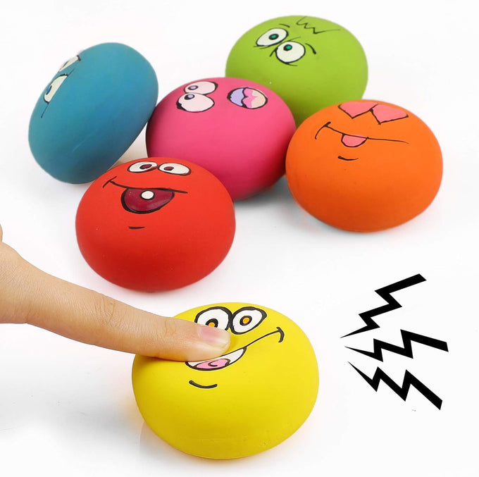 Smile Face soft latex squeak balls for small pet dogs, 6 Pcs/Set, non-toxic, easy to clean