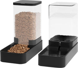 Automatic Cat Feeder and Water Dispenser Set for Small to Large Pets with 3.3L Capacity Black Feeding Bowls