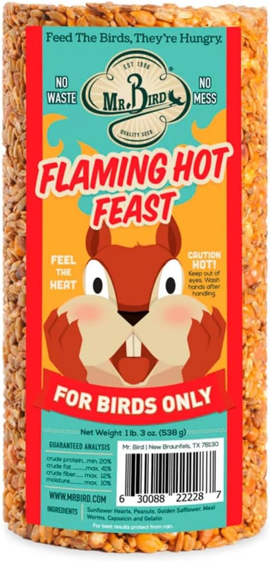 Mr. Bird Flaming Hot Feast 4-inch Small Cylinder Bird Feeder (Pack of 4)